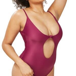 Andie The Santorini Plum One Piece Keyhole Cutout Adjustable New L